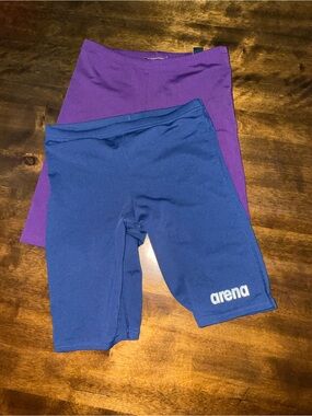 Arena Jammer Swim Shorts. Set of both purple and navy
